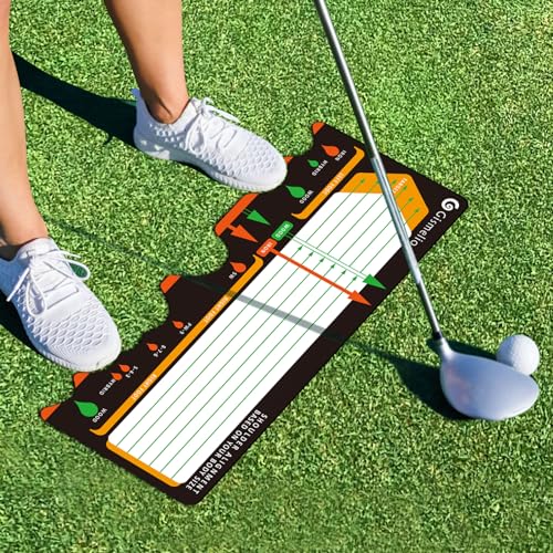 Gismelio Golf Training Mat for Beginners Posture Assistance and Entry-Level Stance Corrector Trainer with Golf Training Aid (?Surface Non-Woven Fabric+Bottom Rubber)