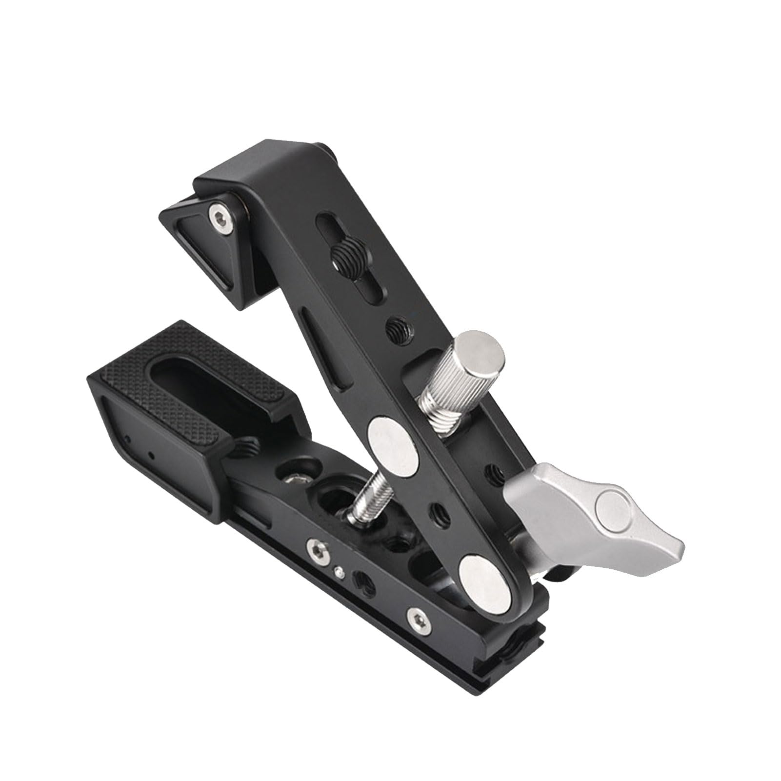 Annadue Soporte para Cámara con Súper Abrazadera, Abrazadera de Cangrejo de Aluminio con Roscas de 1/4" y 3/8", Bloque de Bloqueo Deslizante Multiángulo para Trípode, Soporte de L
