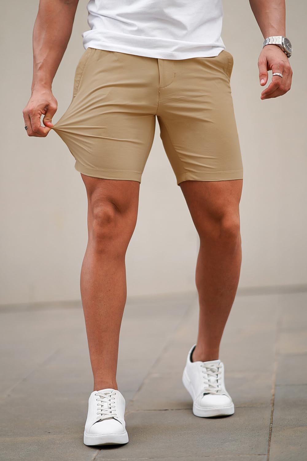 GINGTTO Mens Slim Fit Shorts Stretch Tapered Leg Skinny Chinos 5 7 product thumbnail 4