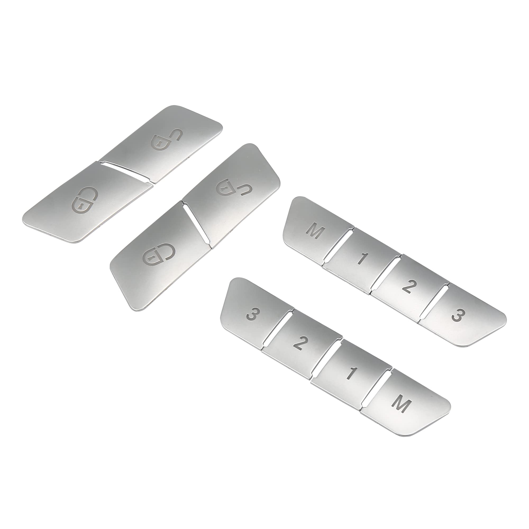 Car Seat Memory Door Lock Unlock Button Sticker Adjust Switch Button Trim Cover for Benz a Class 13-17 Chrome Silver Tone (Set of 12)