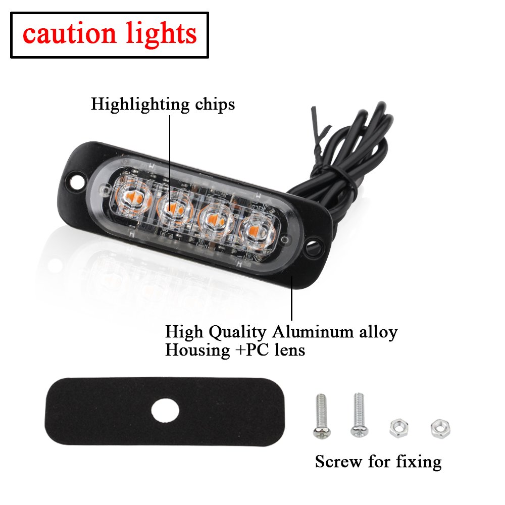 RIGIDON 2 stuks knipperende noodverlichting, 12V 24V 4 LED Wit stroboscooplicht, stroboscoop waarschuwingslampje, veiligheidsknipperlicht Universeel