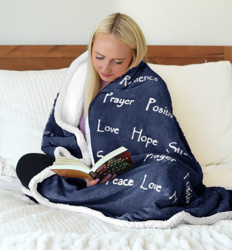 WOLF CREEK BLANKET Co. - Compassion Blanket - Strength Courage Super Soft Warm Hugs, Get Well Gift Blanket Healing Thoughts Positive Energy Love & Hope & Fluffy Comfort (50 x 65 Navy Blue)