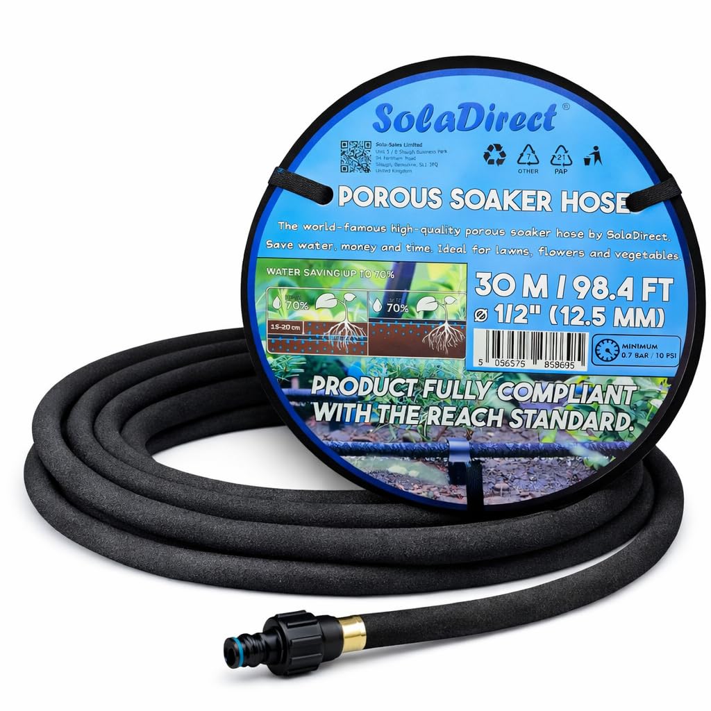 SolaDirect Soaker HosePorous Pipe30 M / 98.4 Ft Long With ConnectorsReach CompliantWater Saving Up To 70% from B&Q