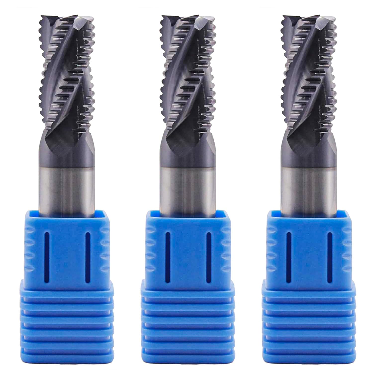 BestParts 3Pcs 5/8" Solid Carbide Roughing End Mills, ALCrSiN Nano Coated, 4 Flute, 35 Degree Helix, 5/8" Cutting Diameter, 5/8 inch Shank Diameter, 1-1/4" Length of Cut, 3-1/4" Overall Length