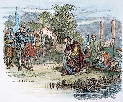 Thomas West (1577-1618) N12Th Baron De La Warr English Soldier And Colonist Sir Thomas Gates Greets Lord De La Warr Governor And Captain General Of Virginia On His Arrival From England In 1610 Wood En by Posterazzi - Used condition - US$23.87