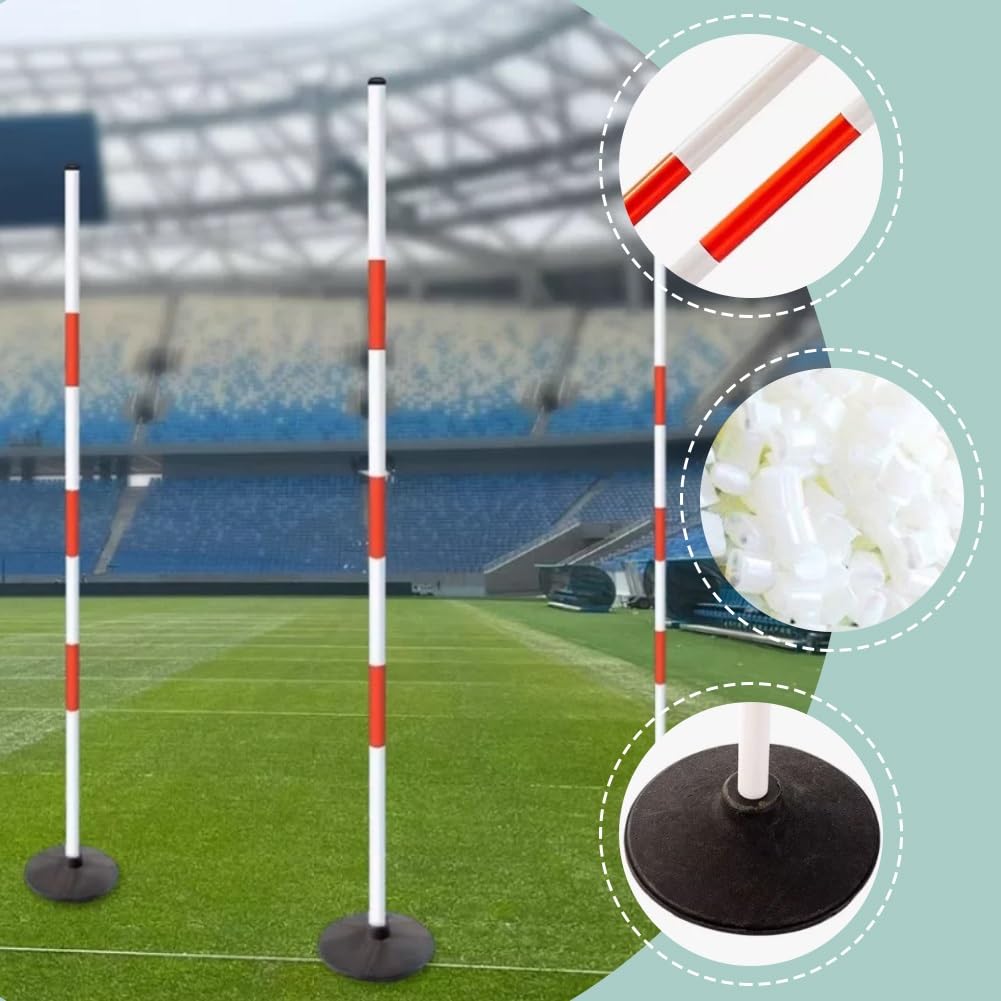 exproyzk Set di Aste per Agilità Rosso-Bianche, Aste Smontabili per Allenamento di velocità E Sport con Base in Gomma da 2 kg; Adatte per Calcio, Rugby, Basket, Uso Interno(1.8m)