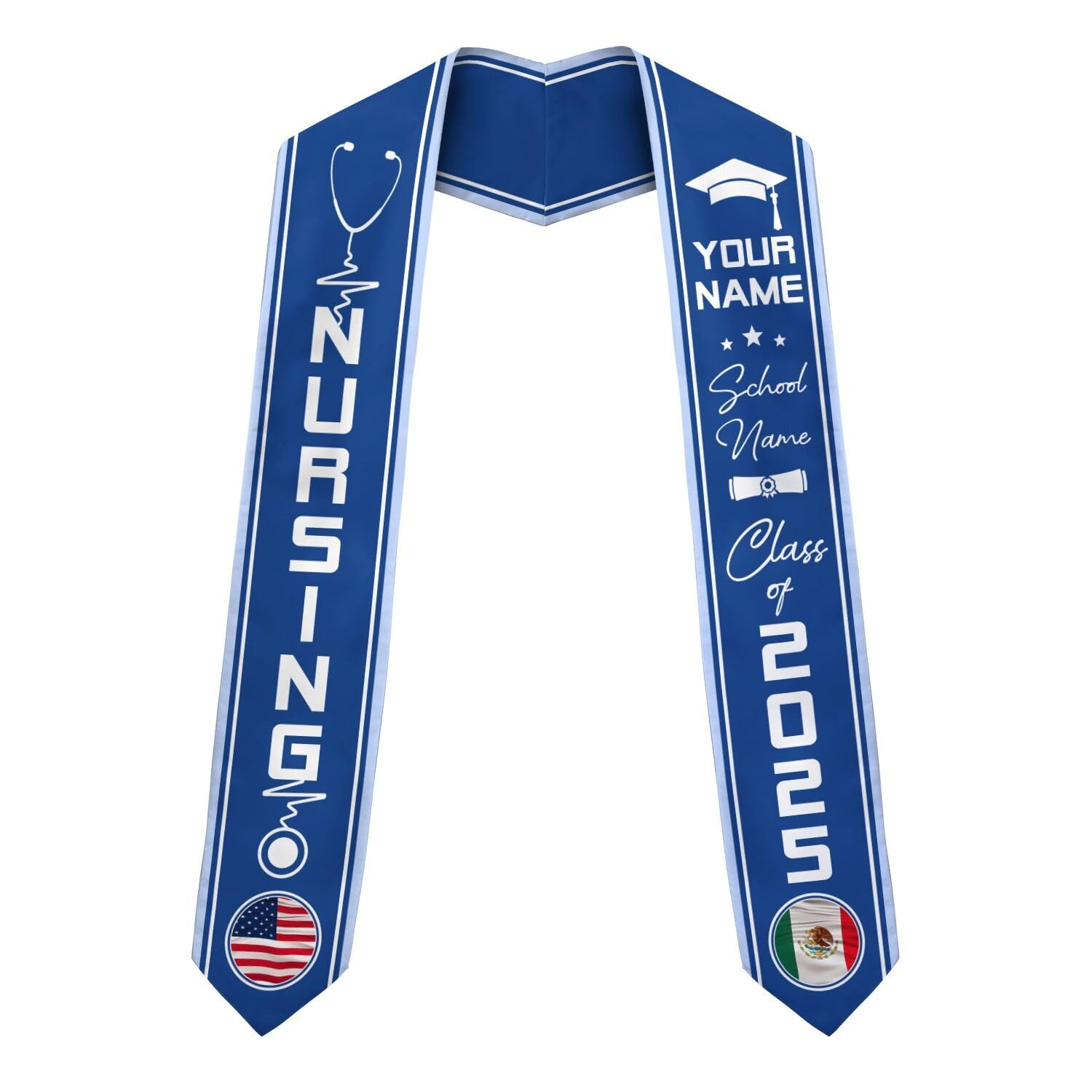 MonkeyVan Personalized Graduation Stole for Nursing Student, Nursing Stole Graduation 2025, RN Nursing Sash Grad Gifts S300