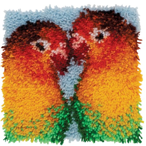 Image of Wonderart Lovebirds Latch Hook Kit, 12 inch X 12 inch (426209)