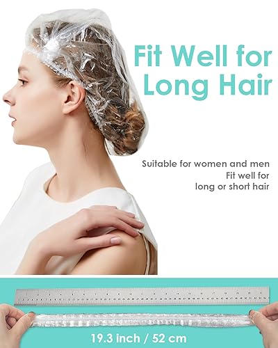 Miniatura 2 de Auban 30 gorras de ducha desechables casquillos de plástico transparente grandes y gruesos impermeables para mujeres hombres niños viajes hotel spa