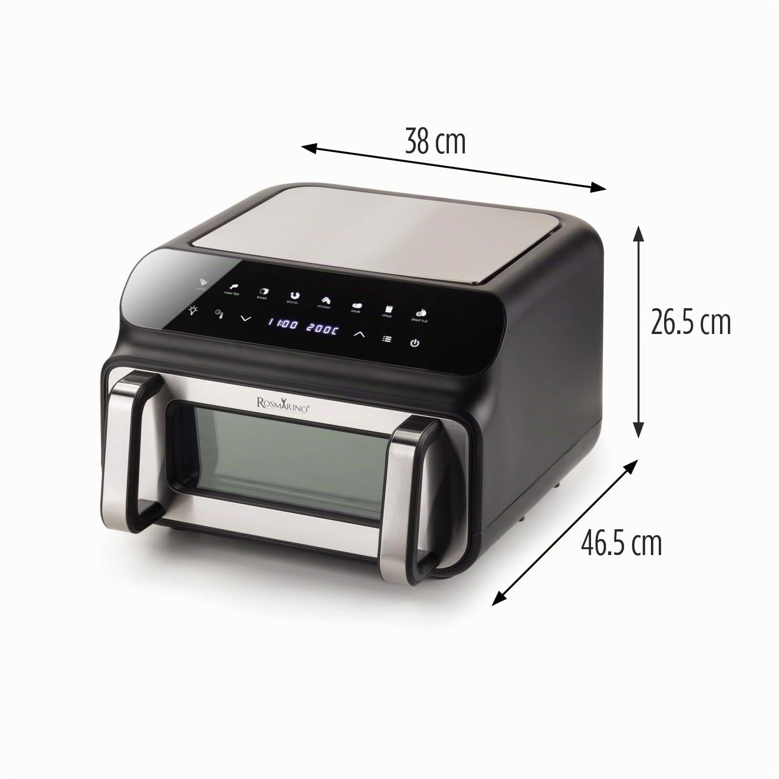 Rosmarino Infinity MasterPro Heißluftfritteuse Airfryer 10L - Multifunktion 5-in-1: Heißluftfritteuse, Elektrogrill, Backofen, Dehydrator, Mikrowelle | Große Familiengröße | Energiesparend