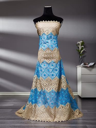 Miniatura 3 de Tela de encaje africano, tela de guipur soluble en agua, 5 yardas, tela de cordón de encaje nigeriano para costura diaria de ropa