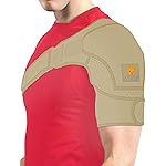 Sparthos Shoulder Brace - Support Sleeve for Torn Rotator Cuff, AC Joint Pain Relief - Arm Immobilizer Wrap, Ice Pack Pocket, Stability Strap, Dislocated Sholder - for Men and Women - Beige UNI