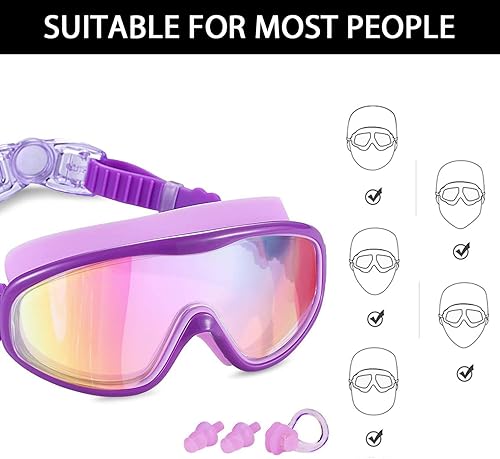 Miniatura 3 de Young4us Paquete de 2 gafas de natación para niños, gafas de natación para niños de 3 a 15 años