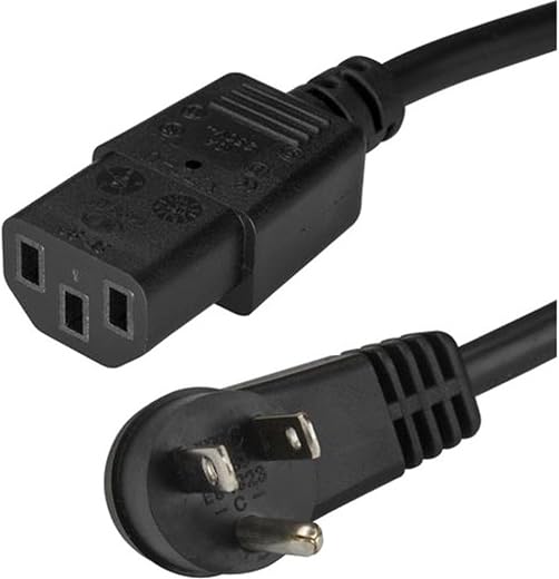Limited-Time Offer StarTech.com 10ft (3m) Computer Power Cord, Right Angle NEMA 5-15P to C13, 10A 125V, 18AWG, Replacement AC Power Cord, PC Power Supply Cable, Printer / Monitor Power Cord – UL…