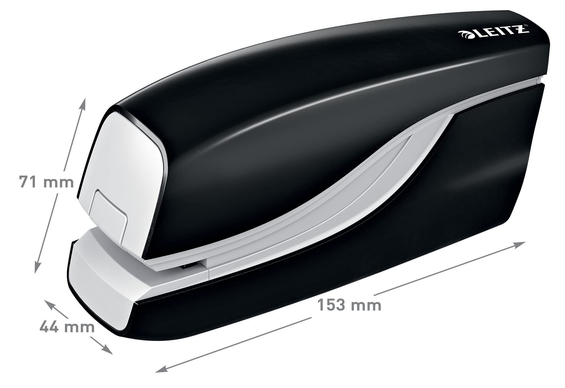 Leitz Elektrisches Büroheftgerät für 10 Blatt, Batteriebetrieb, Inkl. Heftklammern, Schwarz, NeXXt-Serie, 55660095