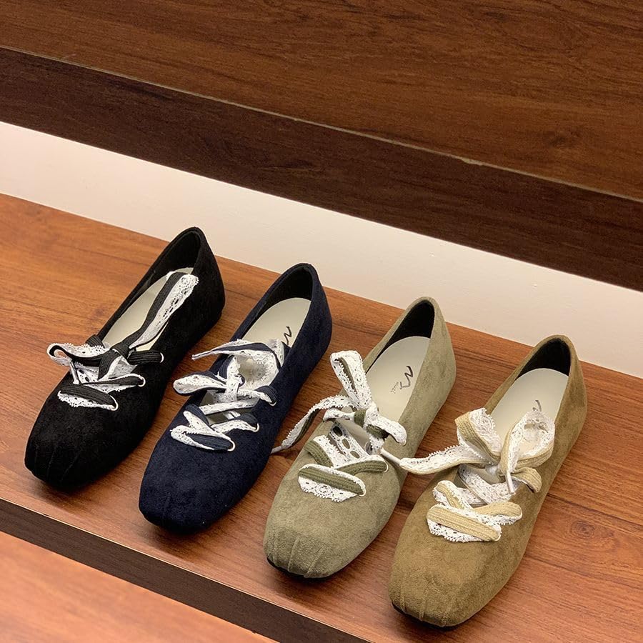 Square-Toe Retro Front-lace-up Women's Single Shoes. Elegant Style, Gentle and Comfortable. Suitable for Wearing with Skirts and for Formal Occasions.3