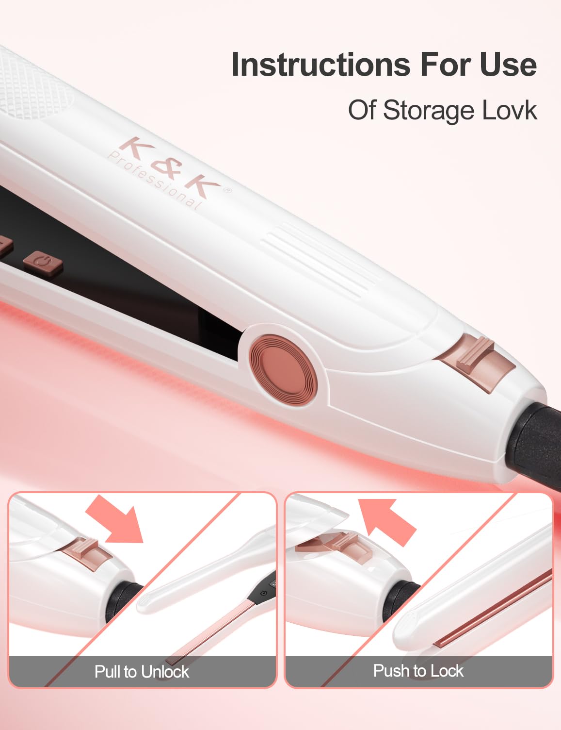 K&K Small Flat Iron Short Hair, Upgrade Pencil Flat Iron Prostownica do Włosów do Krawędzi, Prostownice do Fryzur Pixie, Retuszów i Grzywek, Pływająca Płyta z Ceramiczną Powłoką Turmalinu