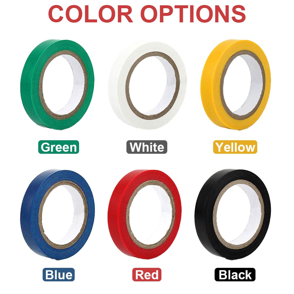 Nastro Isolante Elettrico - 6 Rotoli Da 19mm X 20m, PVC Bianco, Per Isolamento E Riparazioni - Foto 7