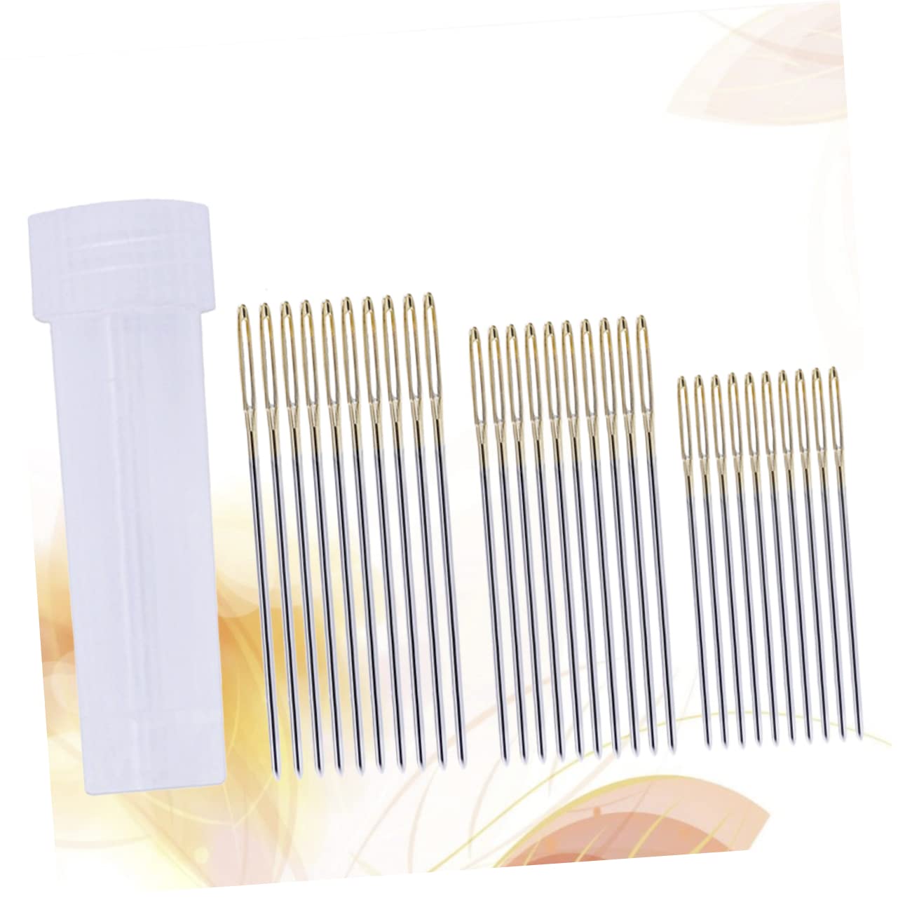 Beatifufu 30Pcs Large Eye Cross Stitch Needles Set Assorted Durable Embroidery Needles for Easy Threading Crafting Projects Includes Storage Barrel