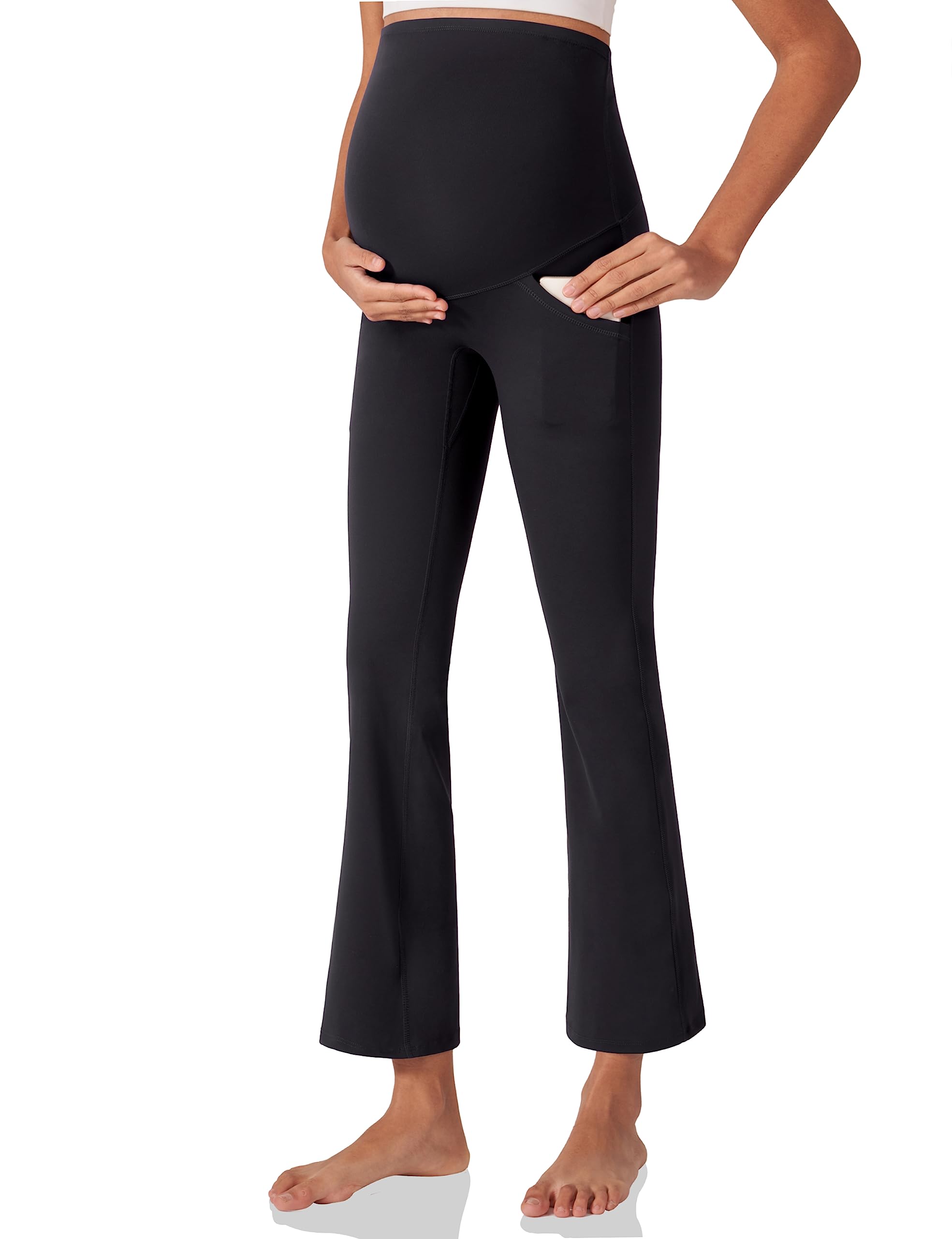 POSHDIVAHWomen's Maternity Yoga Pants Work Lounge Stretchy Bootcut Flare Pants Pregnancy Dress Trousers for Business Casual