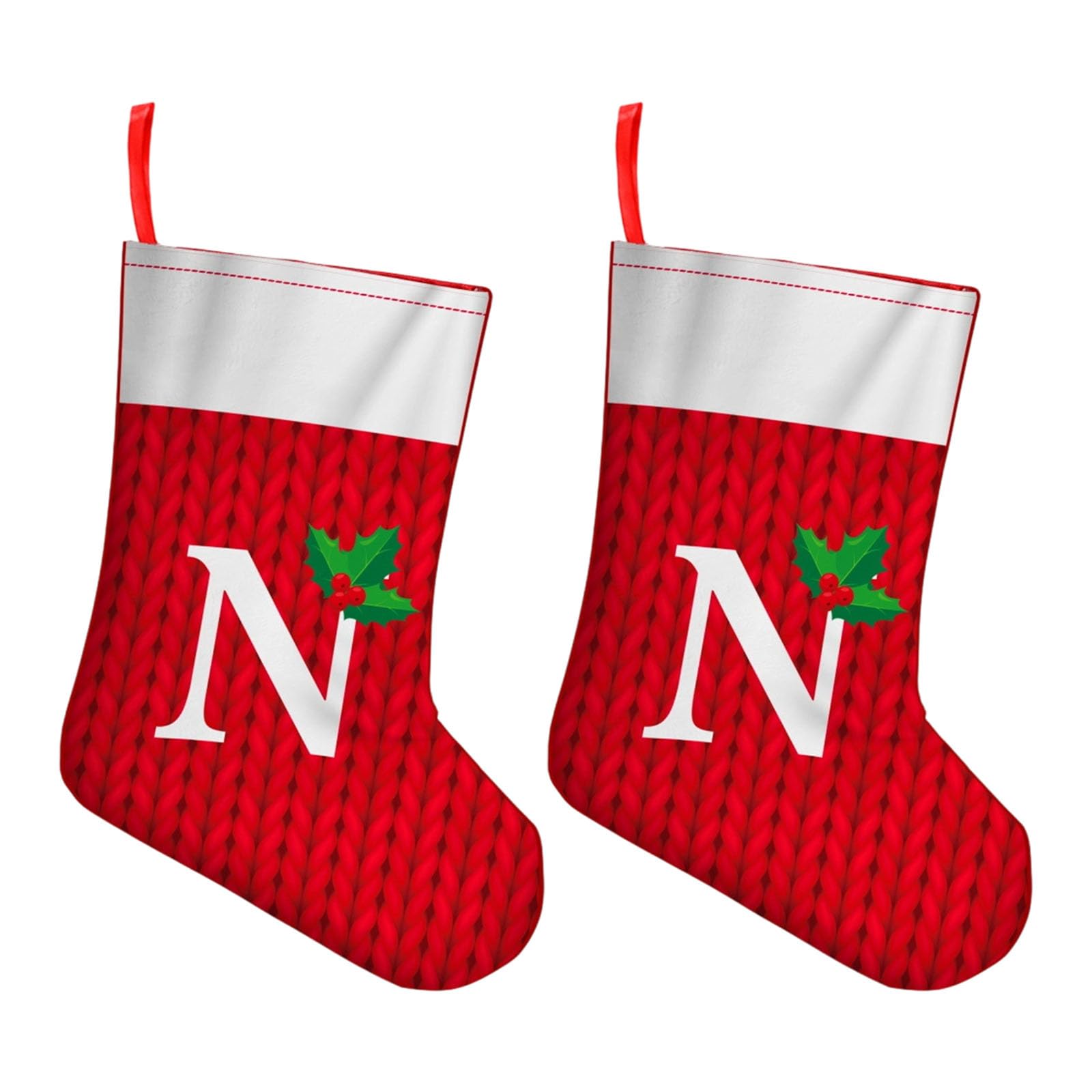 Carotoe N Classical Christmas Stocking Set Embroidered Letter Sturdy Fabric Fireplaces Hanging Ornament For Family Individualized Christmas Socks