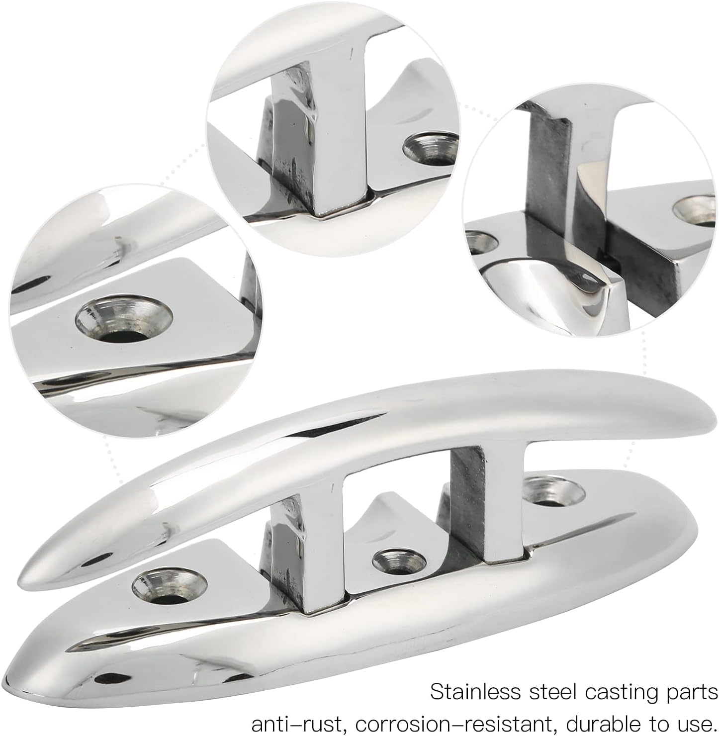 TREPPE 4 Piezas - Cornamusa para Barco, Accesorios de Amarre para Barco Acero Inoxidable (6 Pulgadas / 15cm)