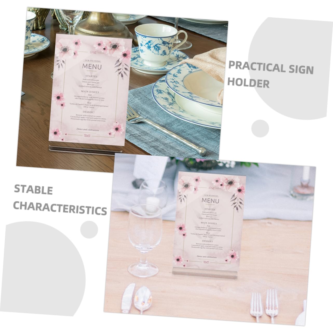 SHINEOFI 3 Szt. Przezroczysty Akrylowy Stojak Na Biurko A6 Dwustronny Stojak Na Szyldy Przezroczysta Ramka Do Menu Restauracji Pokaz Biurowy Promocje Weselne I Wydarzenia