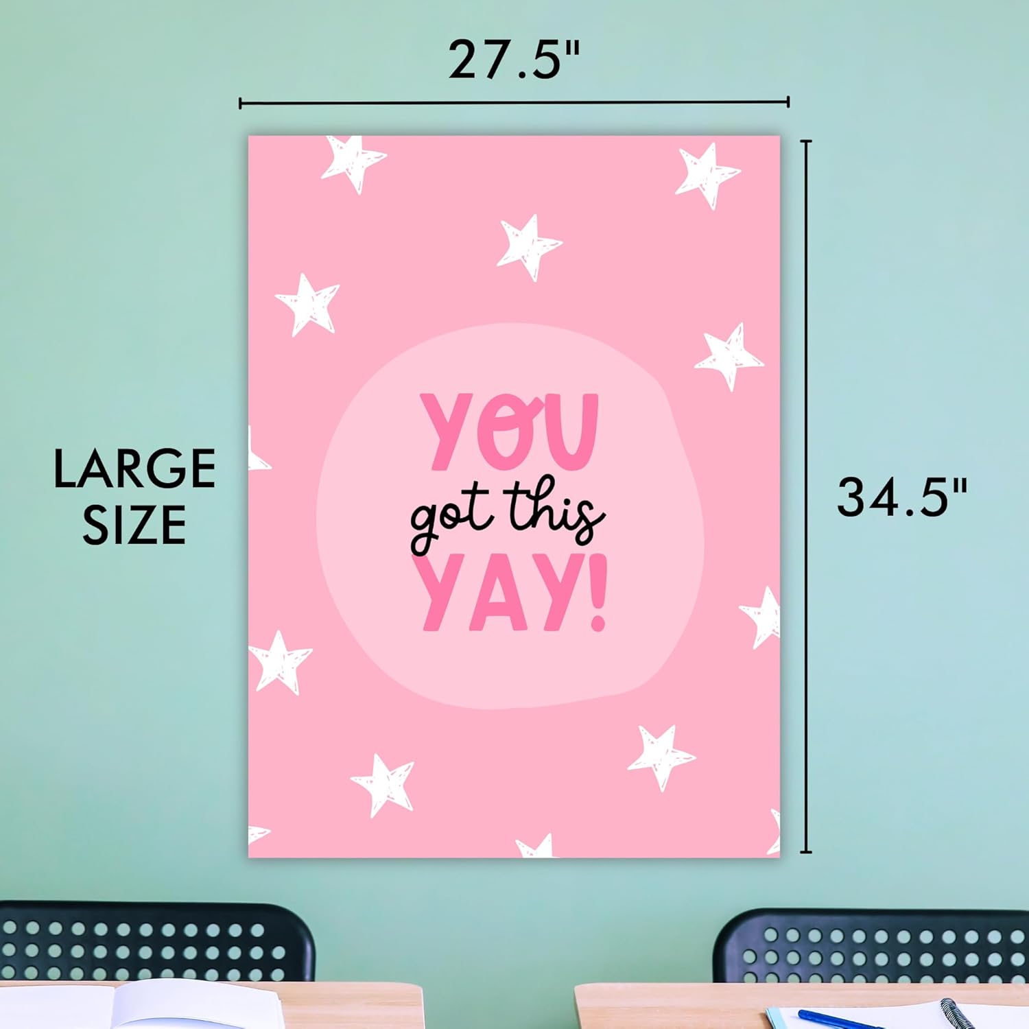 HappiBox Inspirational Tapestry - Double-sided Hanging Wall Art for Classrooms, Bedrooms, Dorm Rooms, Office - Large Cute Banner 28x36 (You Got This)