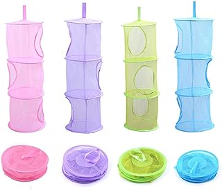 Aloces Filet de Rangement Suspendu en Maille, 4 Pcs Sacs Salle de Bain Enfant Panier Pliable Sac Organiseur, Panier en Maille Rangement Jouet Suspendu pour Peluche Jouets Petits Vêtements Chaussettes