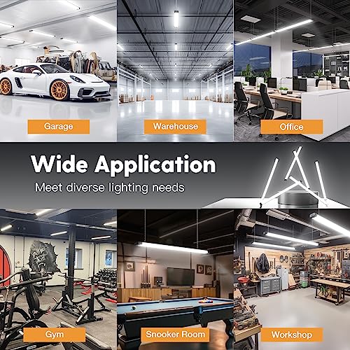 Image of BBOUNDER 12 Pack Linkable LED Shop Light with Reflector, Super Bright 5000K Daylight, 4400 LM, 4 FT, 48 Inch Integrated Fixture for Garage, 40W Equivalent 250W, Surface & Suspension Mount, Black