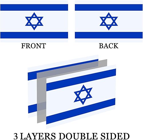 Miniatura 3 de Bandera israelí de doble cara de 3 x 5 para exteriores, resistente 3 capas, poliéster 240D, colores vivos, bandera de Israel de 3 x 5 grande, 4