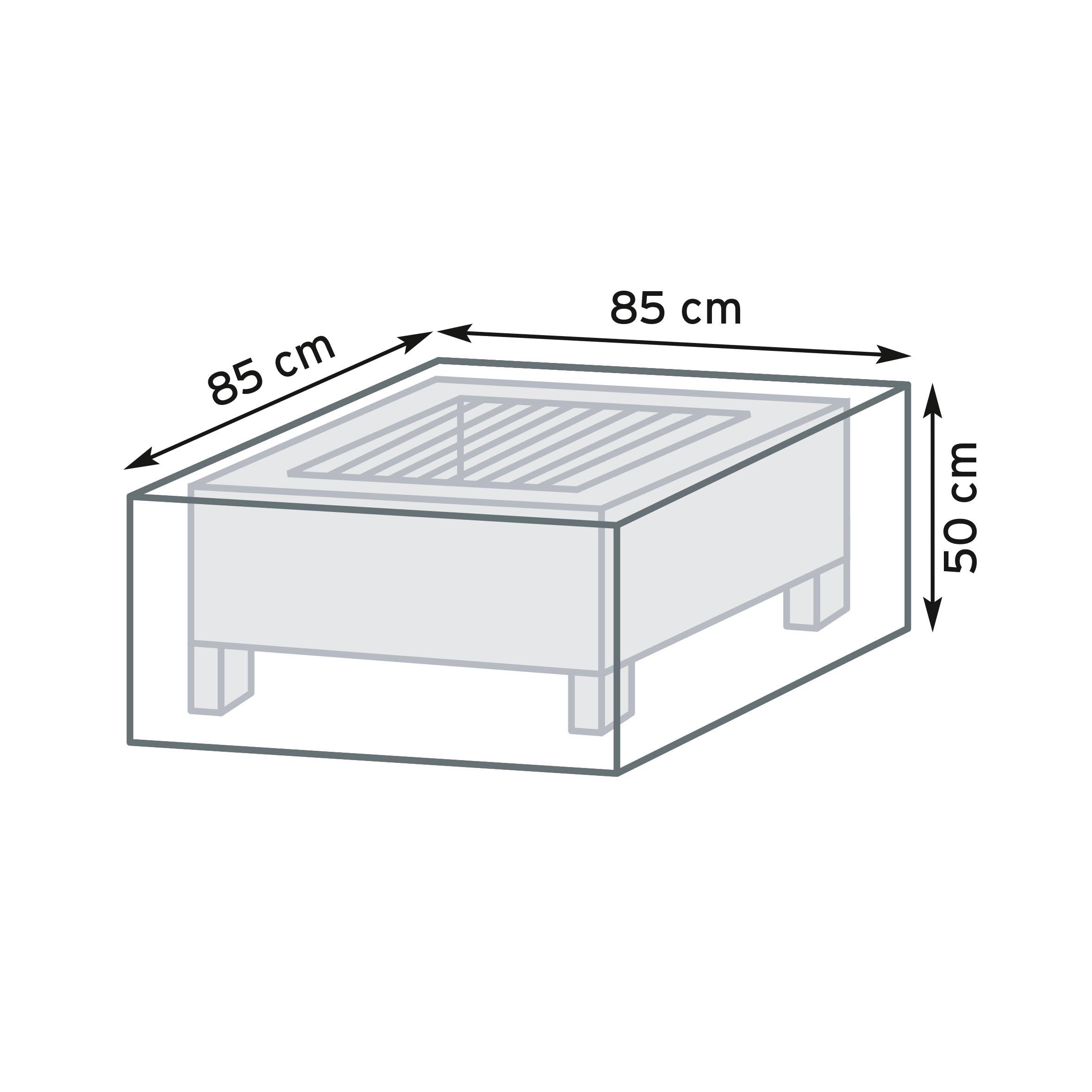 PURA VIDA Schutzhülle für quadratische Feuerstelle 85 x 85 x 50 cm, wetterfest & wasserabweisend, Feuerstellen Abdeckung für Garten & Terrasse, Outdoor Feuerschale Schutz, Farbe: schwarz