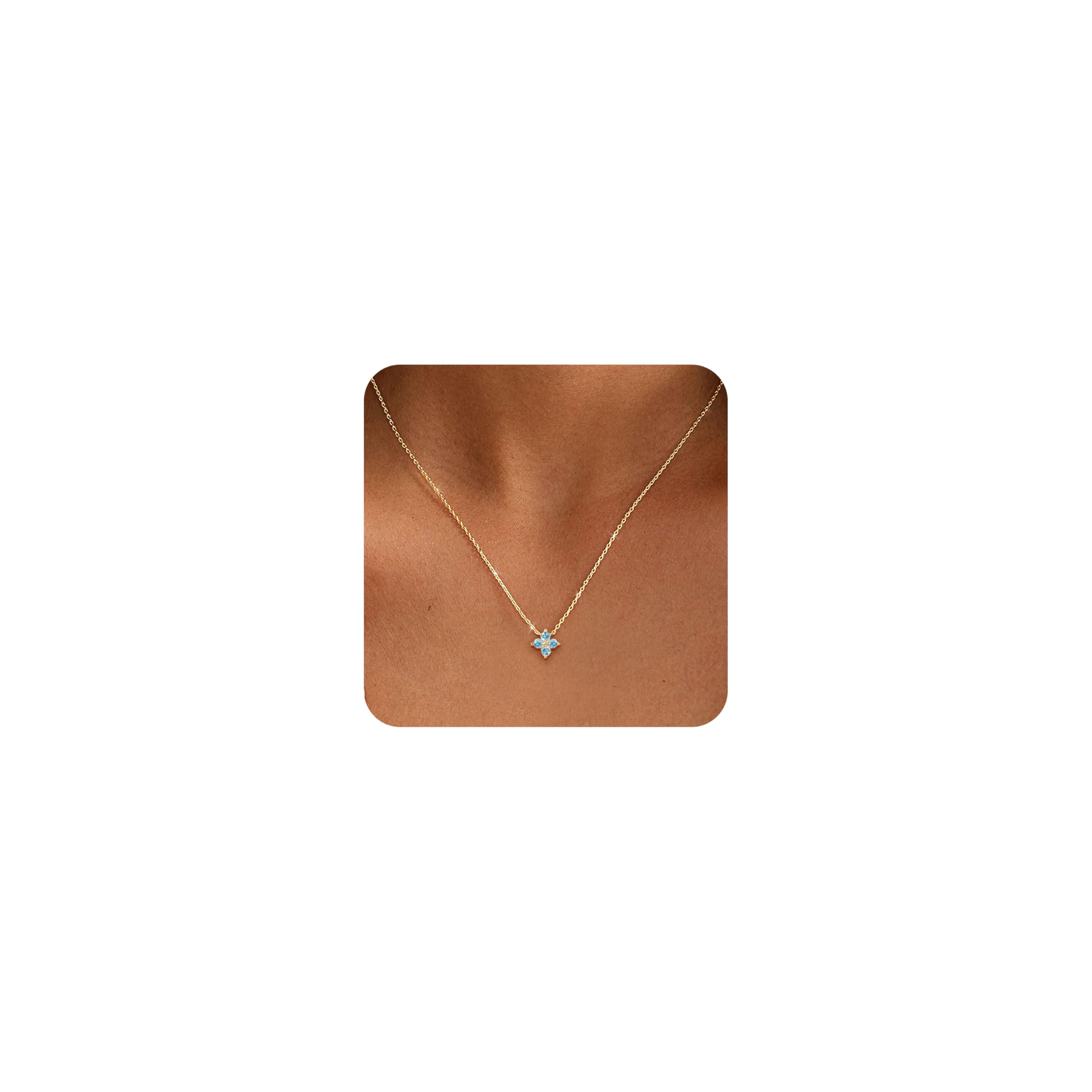 ZHESHY Birthstone Gold Necklaces for Women Dainty 14K Gold Plated Necklace | Simple Non Tarnish Diamond Cubic Zirconia Pendant Necklaces Women Gold Trendy Jewelry Bridesmaid Birthday Gifts