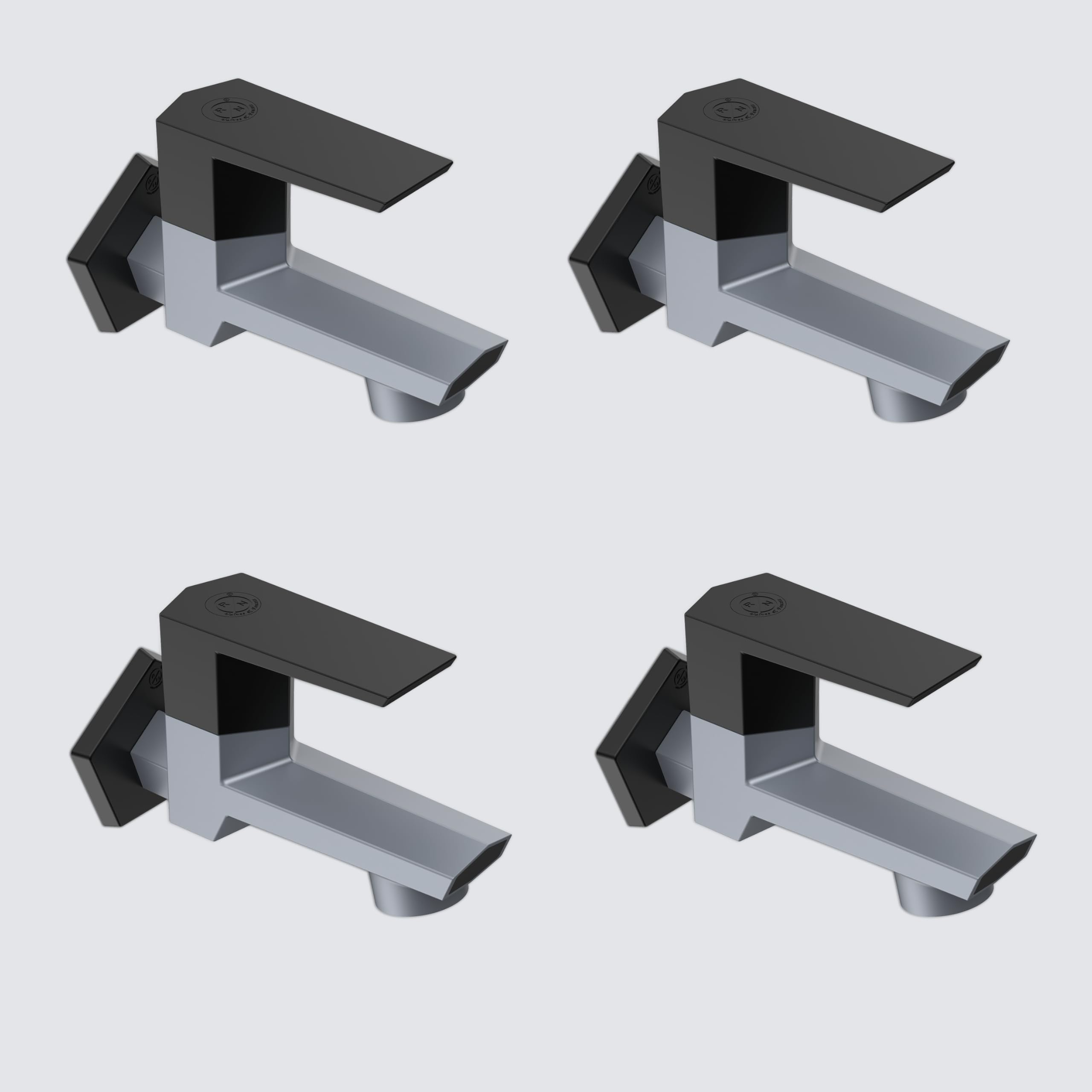 RN PTMT Bib Cock for Bathroom | 15mm Foam Flow Water Tap with Flange | Luxury G20 Collection Faucet | High-Grade Engineering Polymer Tap (4, Metallic Grey Black Dual)-image-2