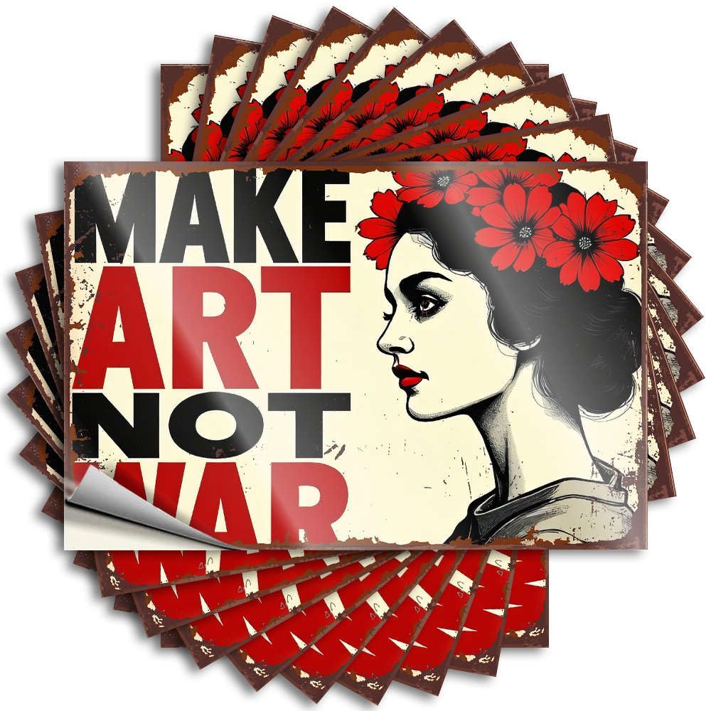 Xybh Colour Funny Bumper Stickers Make Art Not War Stickers 10Pcs Inappropriate Stickers Sticker For Cars(6X9cm)