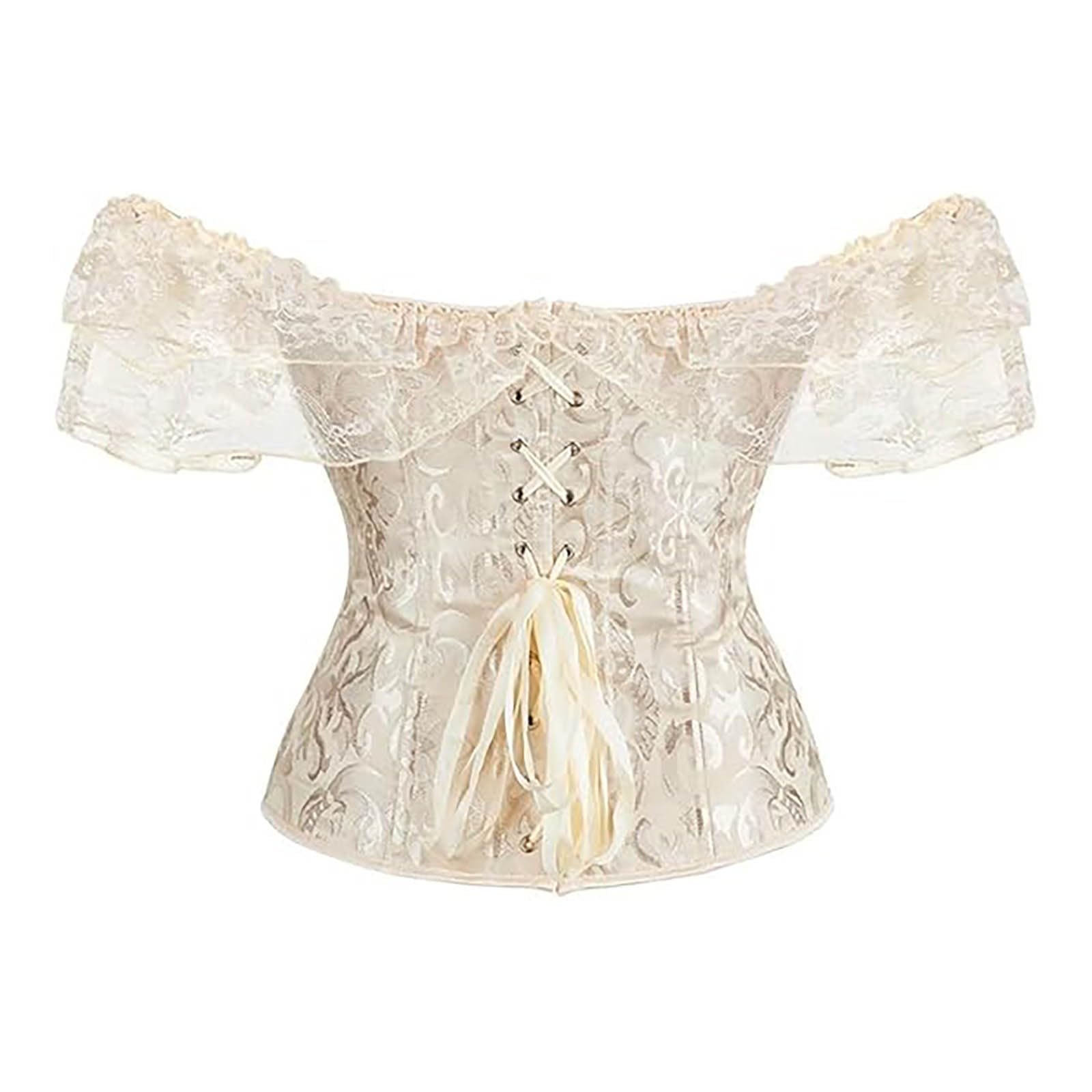 Generisch Elegante corsetto in broccato con maniche ad aletta, da donna