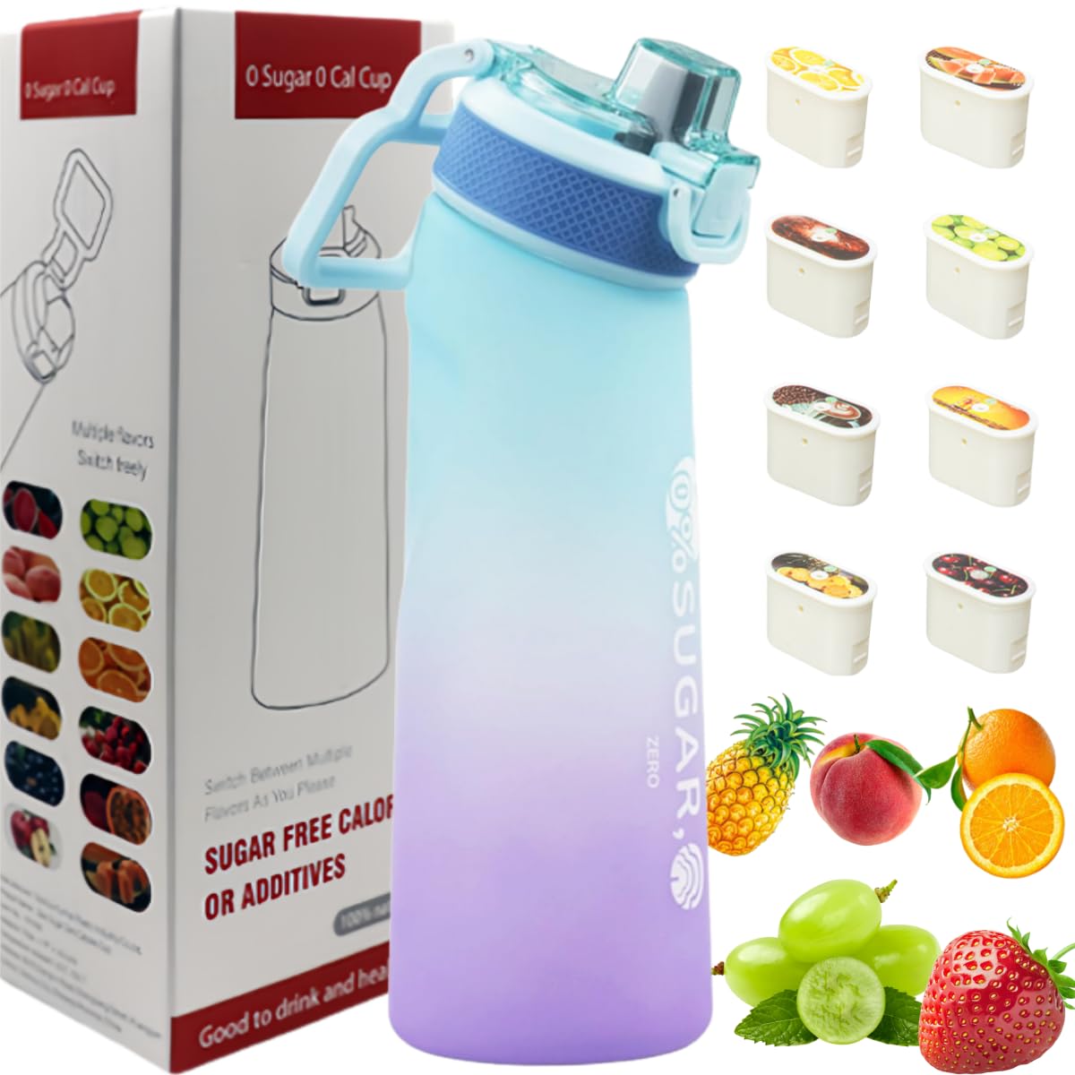 Putextile Water Bottle with 1 Flavor Capsule, 2.0 Upgraded Version, 700ml, BPA Free, for Gym and Outdoor Activities (Color A + 1 Random POD)