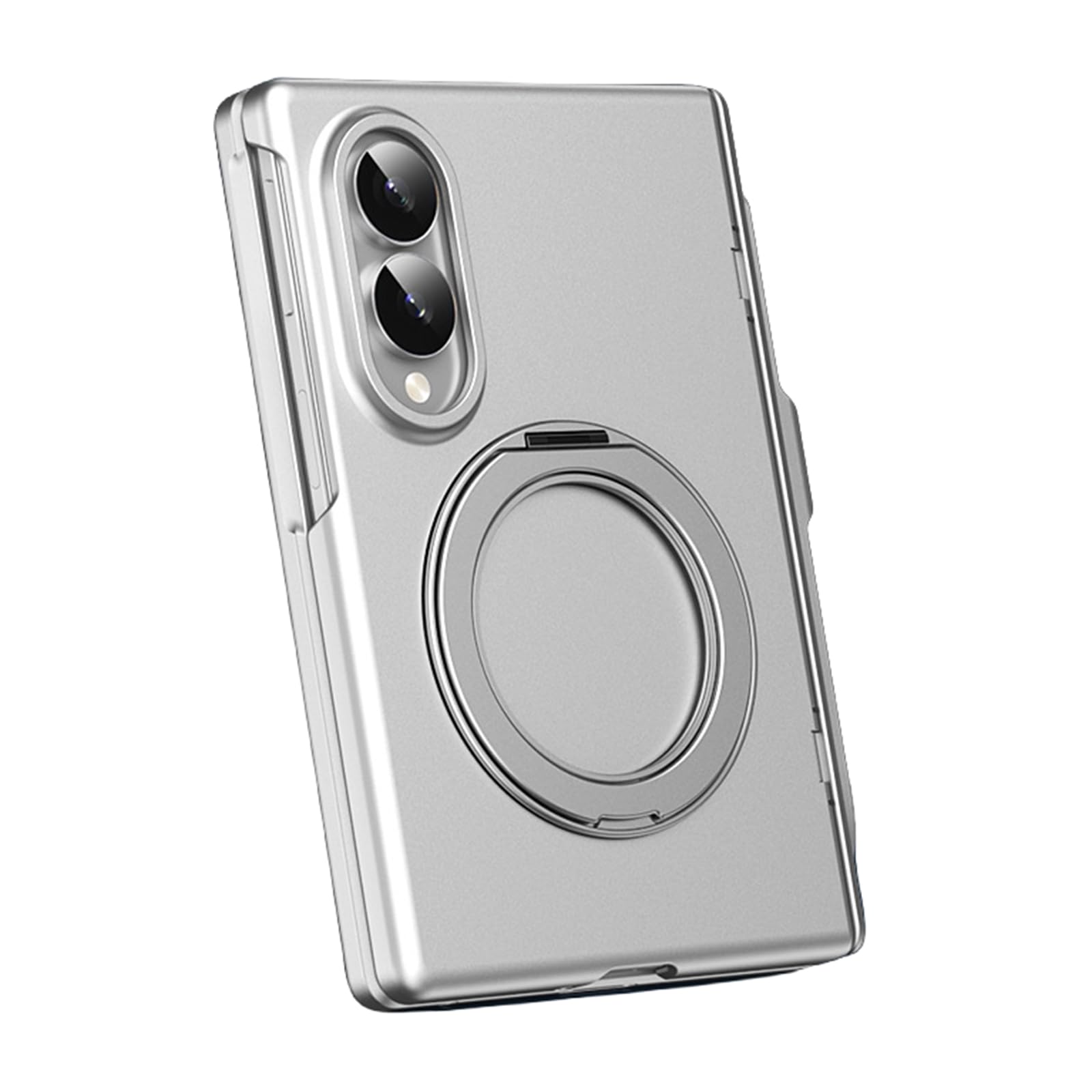 Cover Per Samsung Galaxy Z Fold 8 Anello Porta-Penna Cerniera | Cover con anello magnetico e porta-penna. Guscio cerniera antigraffio con protezione fotocamera e schermo(Silver)