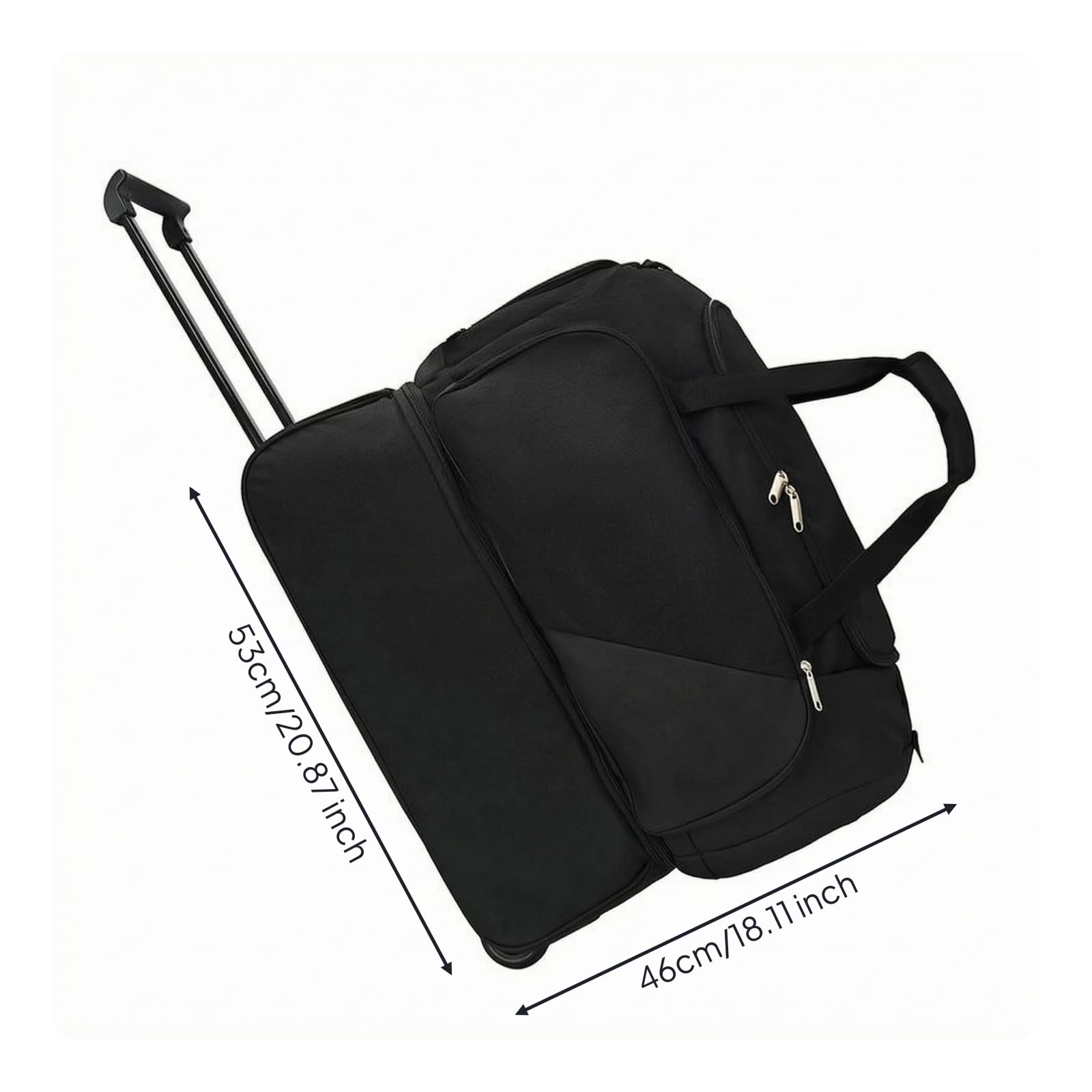 Borsa da Viaggio Sportiva Trolley Borsone Strutturato con Ruote Contenitore Attrezzatura Sacca Palestra in Tessuto Oxford con Manico in Metallo