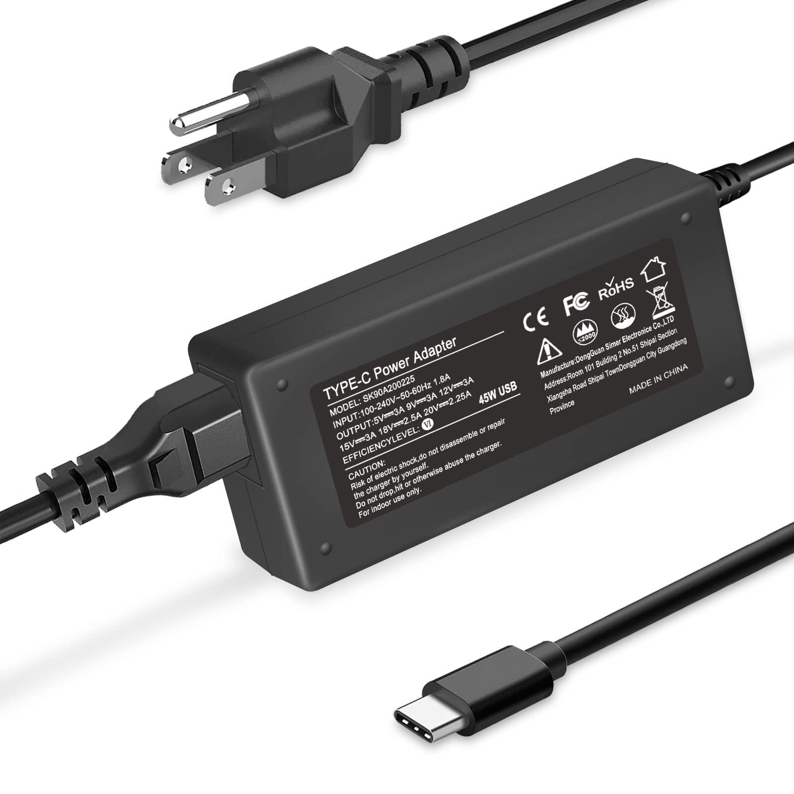 Universal 45W USB C Type C Charger for HP/Dell/Len OVO/Asus/Acer/Google/Samsung and More,Laptop AC Adapter Power Cord Power Supply