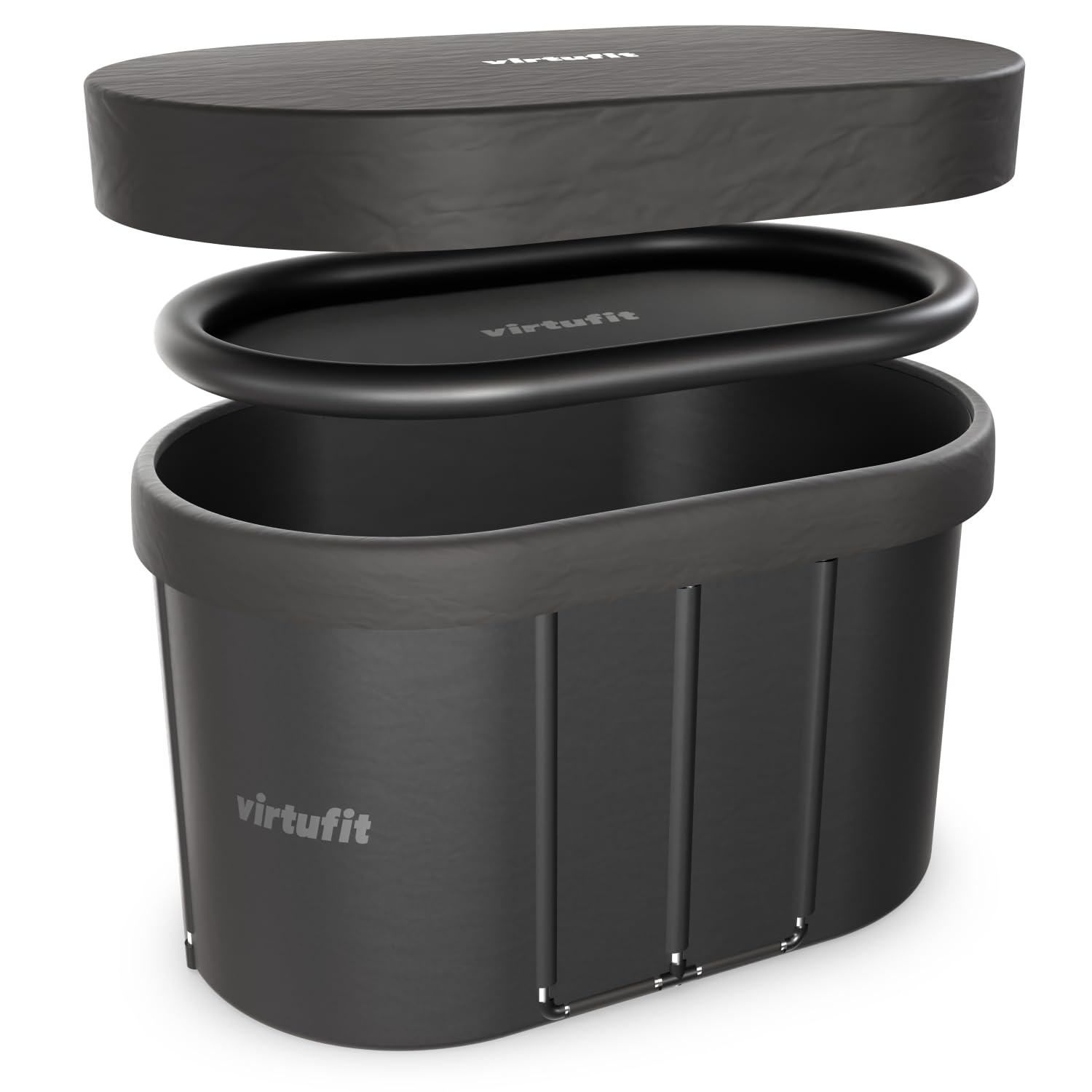 VirtuFit Baño de hielo ovalado de 500 l – Piscina de agua fría Ice Bath para regeneración y recuperación muscular, plegable, aislamiento de 5 capas, incluye accesorios, exterior e interior, antracita
