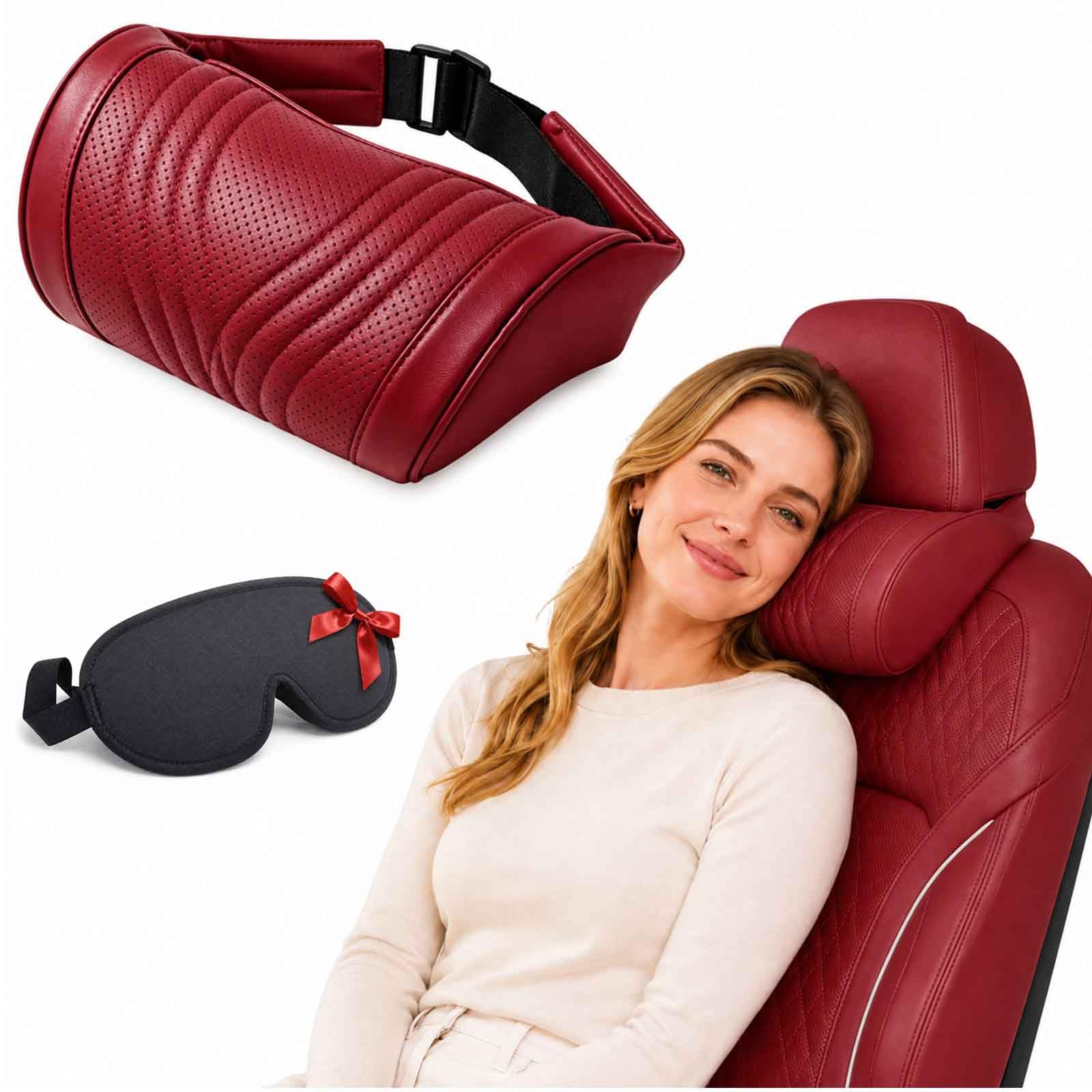 Universal Memory Foam Car Headrest Neck Pillow Ergonomic (Red,1PC)