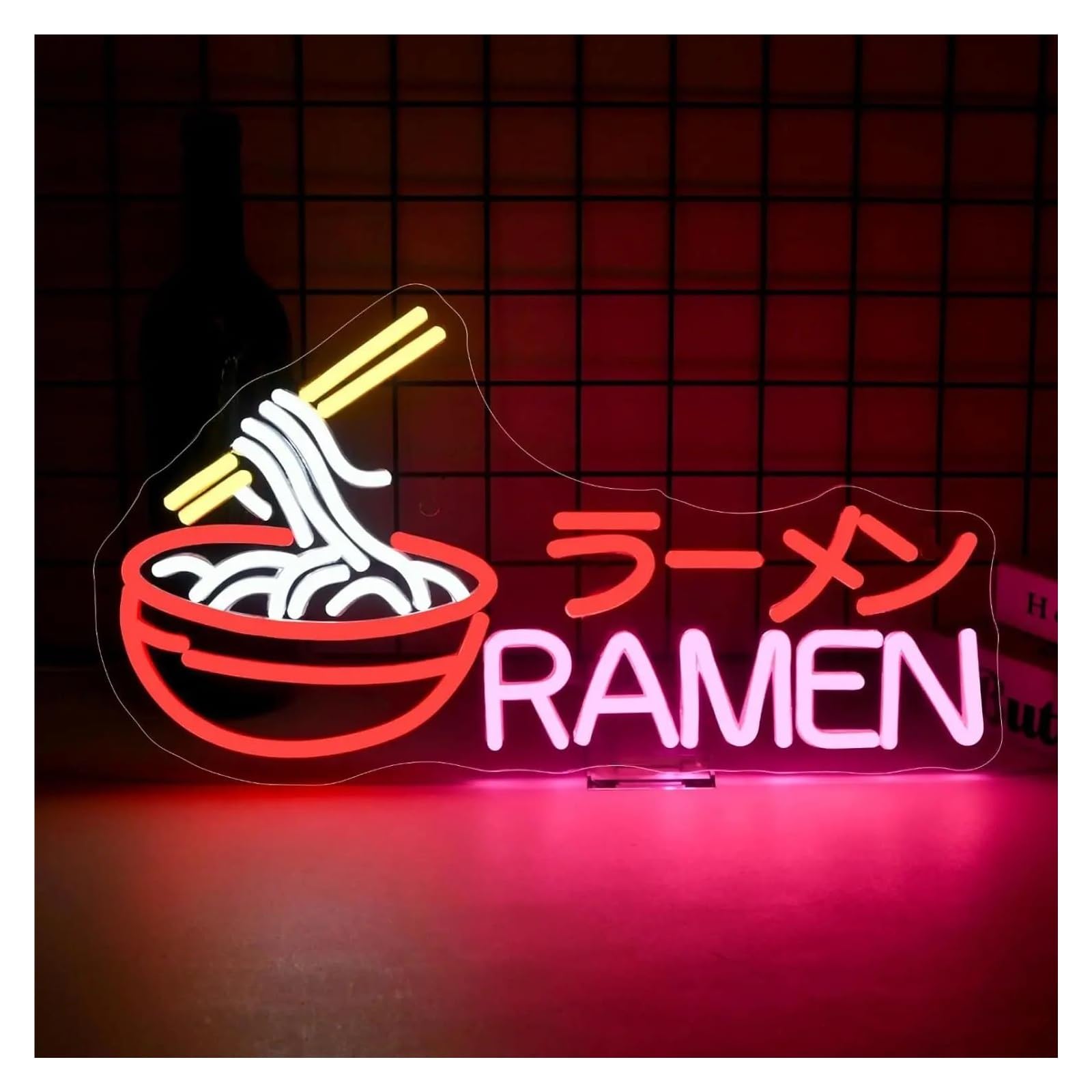RONGCH Hanging Art Neon Signs Ramen Neon Sign Japanese Noodle Lights USB Powered Dimmable for Wall Decor Restaurant Ramen Shop 23x42cm