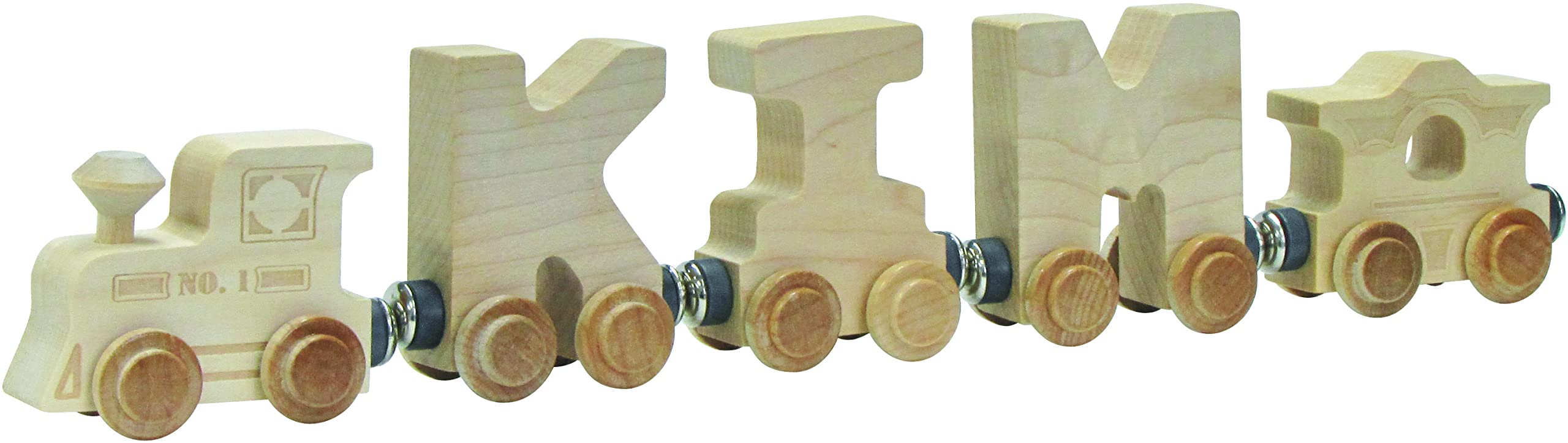 Maple Landmark Clear Finish NameTrain with Engine and Caboose - Made in USA (3 Letter Name)