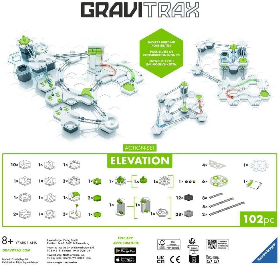 Ravensburger GraviTrax Elevation Action‑Set - Gravity & Magnetic Marble Run System - Challenging STEM Engineering Toy for Kids - Critical Thinking & Problem‑Solving - Ages 8+