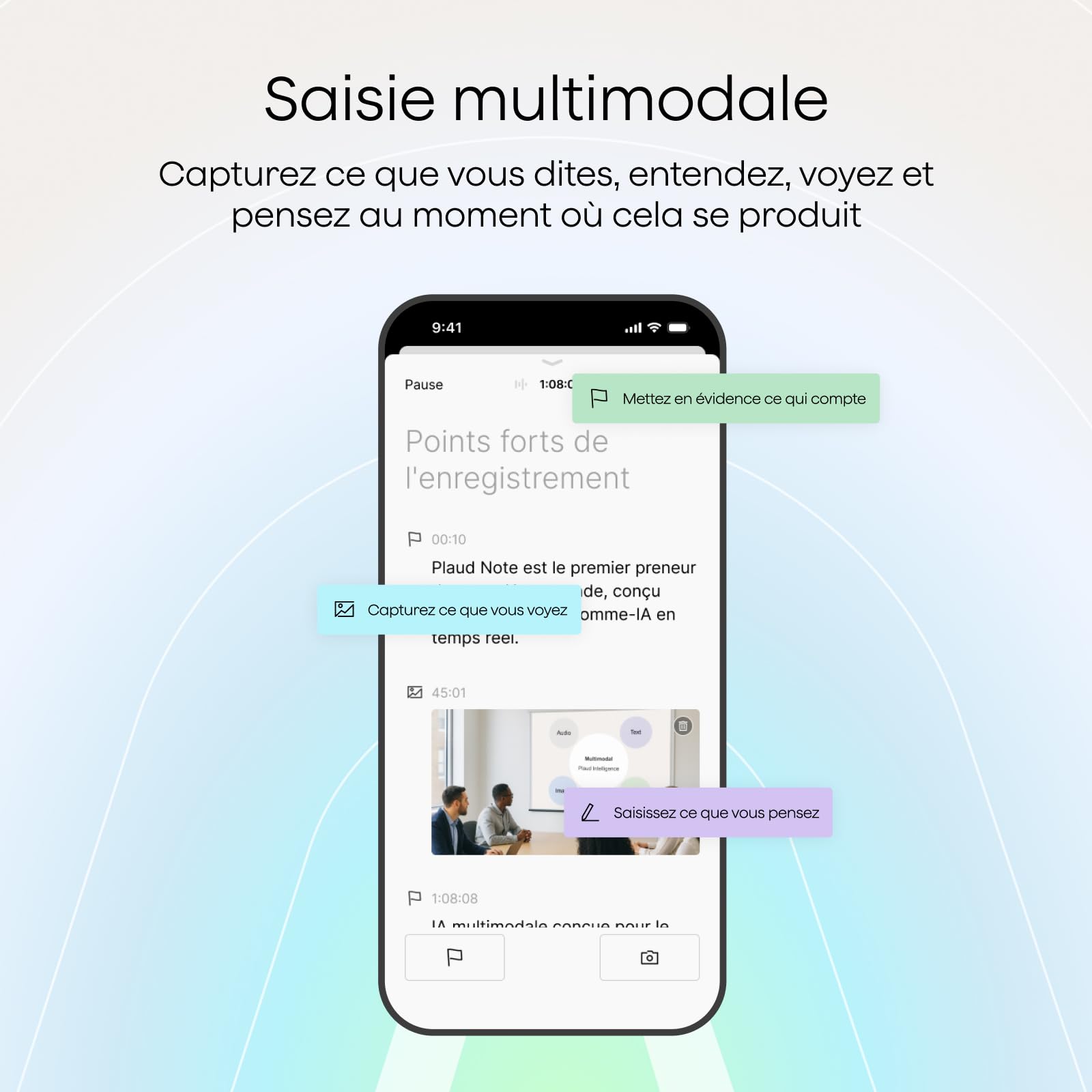Plaud Note Enregistreur Vocal IA avec Étui, Transcription et Résumé IA Noir | Dictaphone Enregistreur Vocal Numérique IA, Résumé Automatique, Compatible Teams, 112 Langues, pour Réunions et Appels