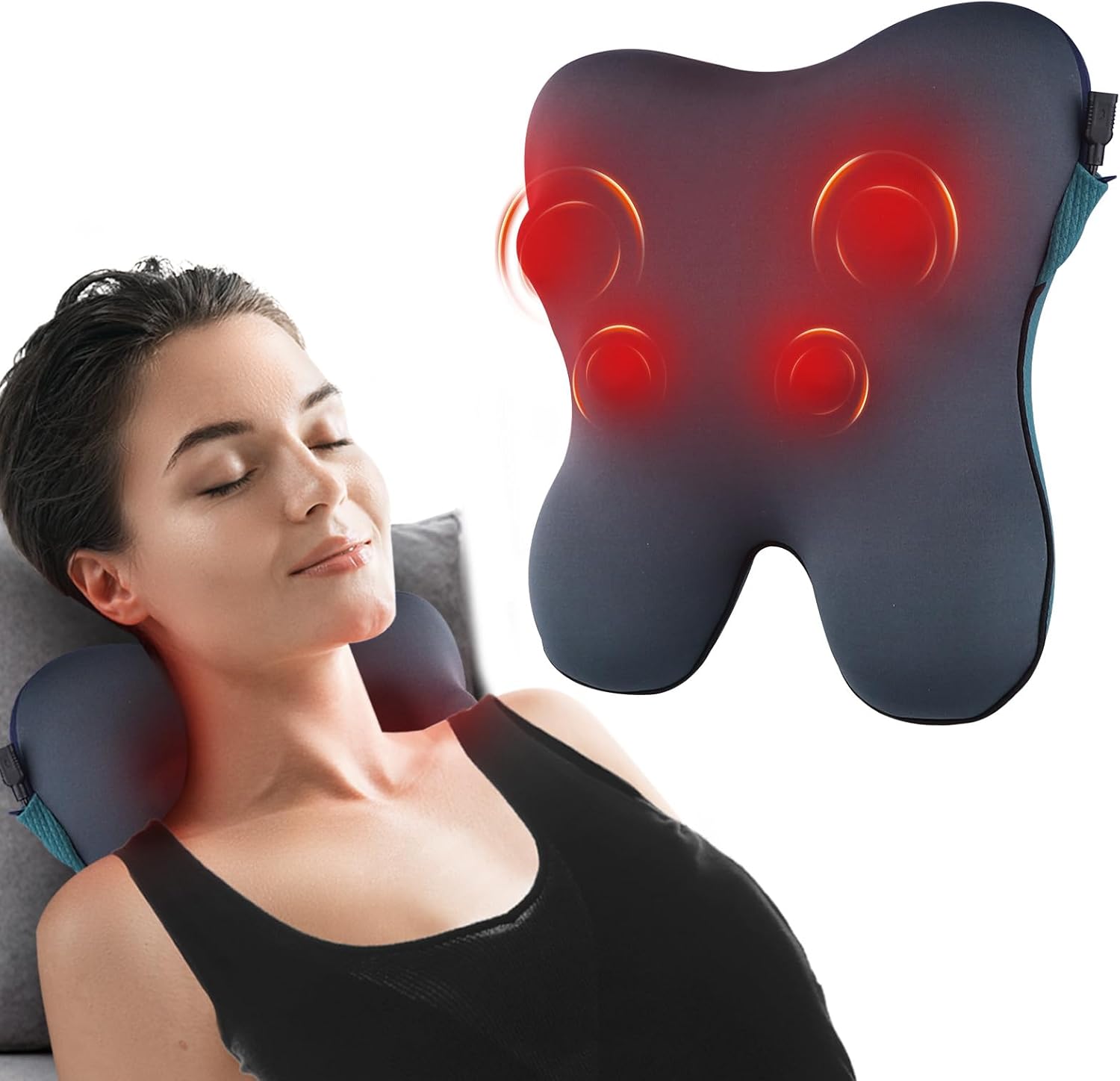Back Massager with Heat, Cordless Neck and Back Massager for Pain Relief Deep Tissue, Shiatsu Massage Lumbar Support Pillow for Lower Back, Shoulder, Portable Massagers for Chair, Car, Gifts for Women