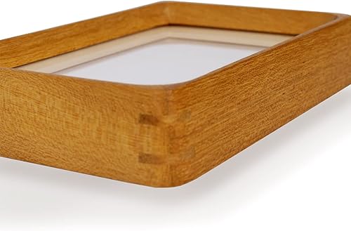 Miniatura 9 de H-A Marco de fotos de madera natural inspirado en el marco de fotos de mesa con paspartú blanco, pantalla vertical u horizontal (teca, 3 x 4 mate a