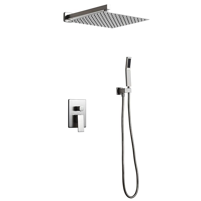 Buy Homary Luxury Wall Mounted Brushed Nickel 12" Shower Set Rainfall
