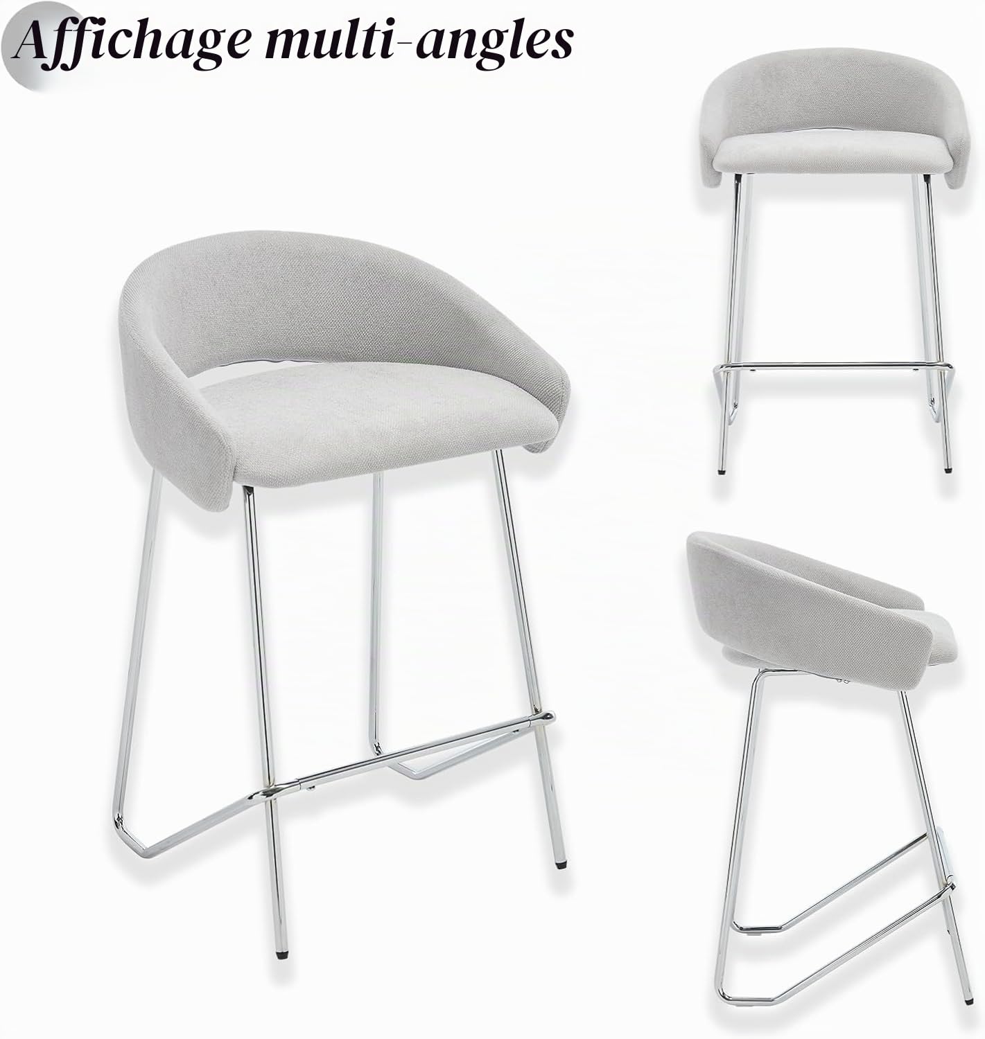 chairus 2PCS Tabourets de Bar Moderne, Chaises Bar Cuisine, Gris
